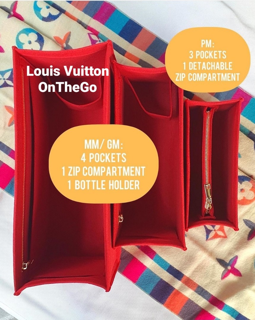 Louis Vuitton Onthego Purse Organizer Insert, Bag Organizer with Zipper  Side Pouch and Double Bottle Holders