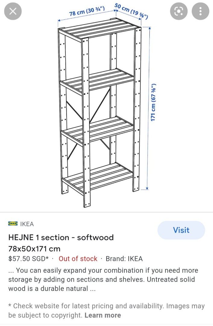 Ikea Hejne shelves rack with extension, Furniture & Home Living