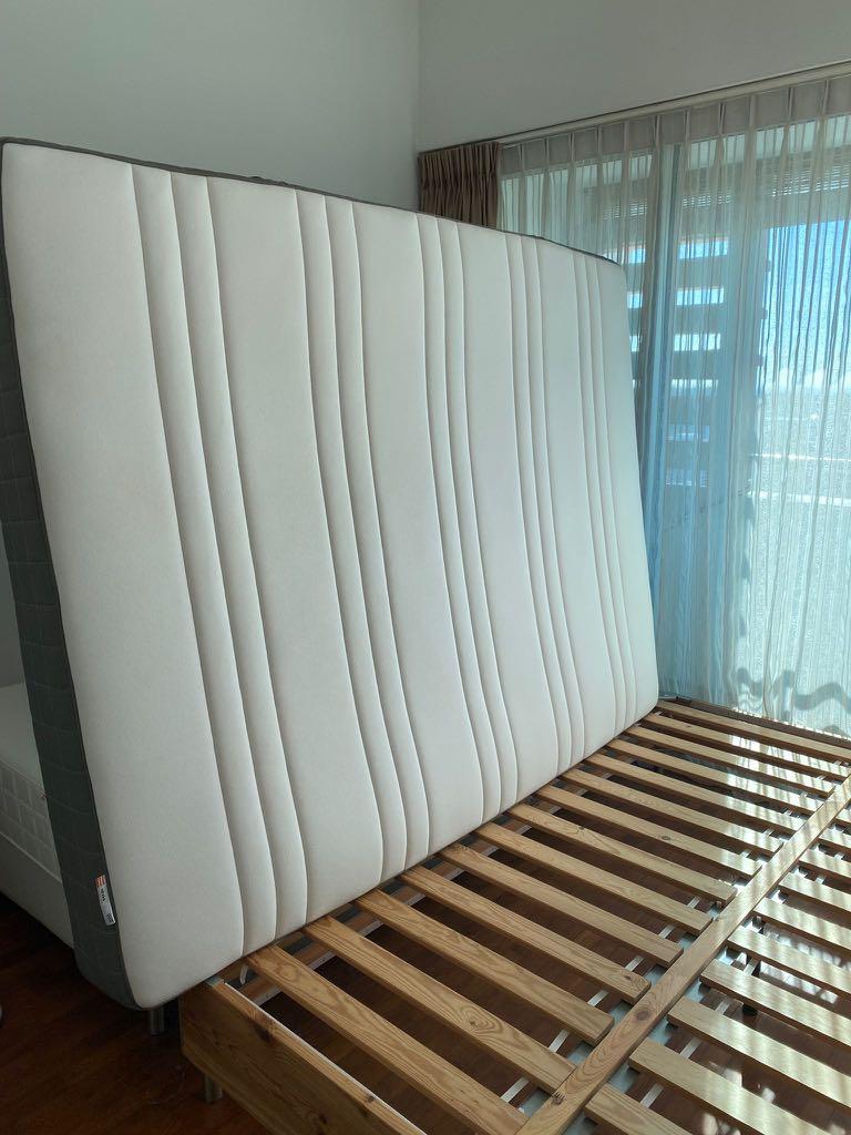 Ikea Queen Size Mattress and base, Furniture & Home Living, Furniture