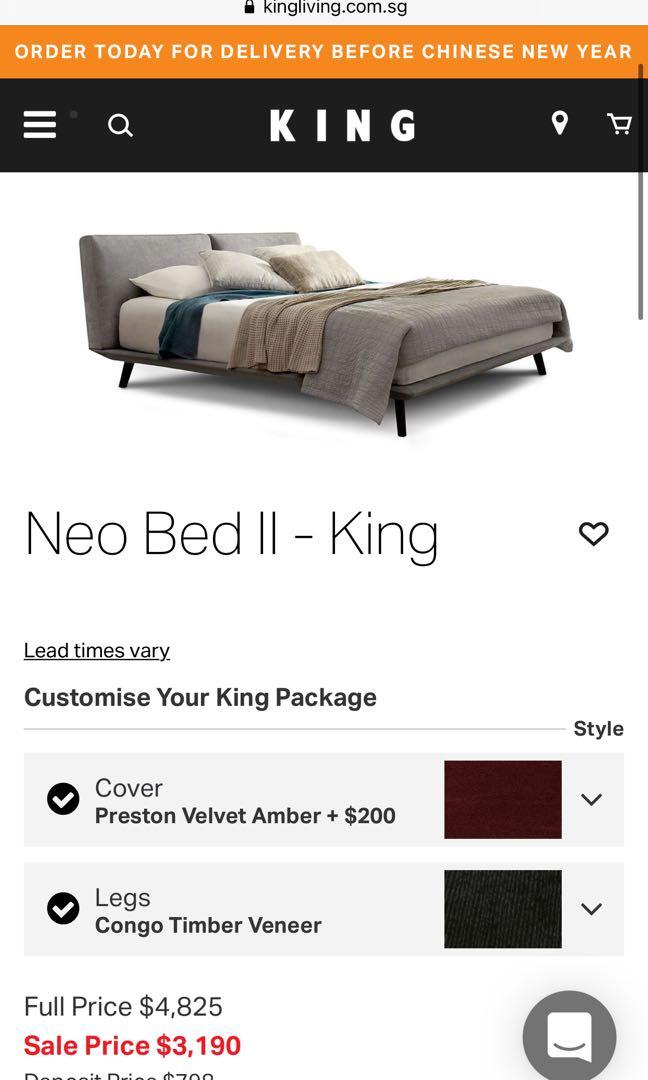 King Living Neo bed frame King size, Furniture & Home Living