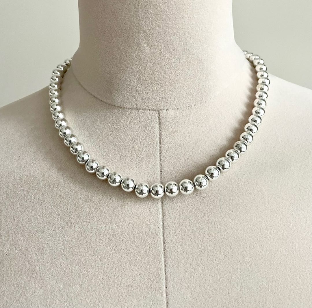 ralph lauren silver bead necklace