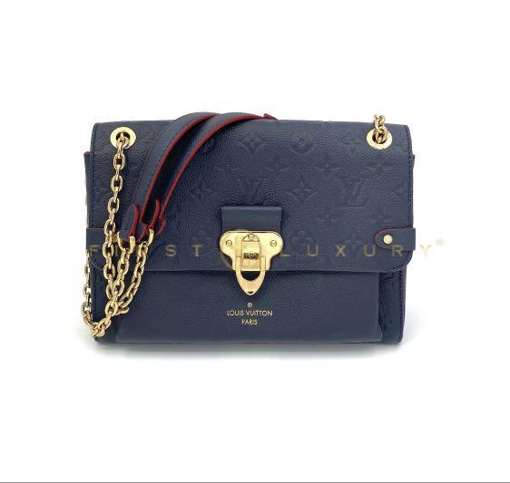 LOUIS VUITTON Vavin PM Monogram Empreinte Leather Shoulder Bag Navy Bl