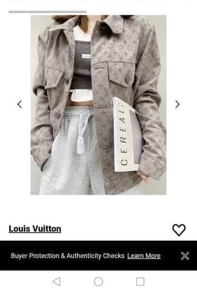 Louis Vuitton patch denim shearling jacket