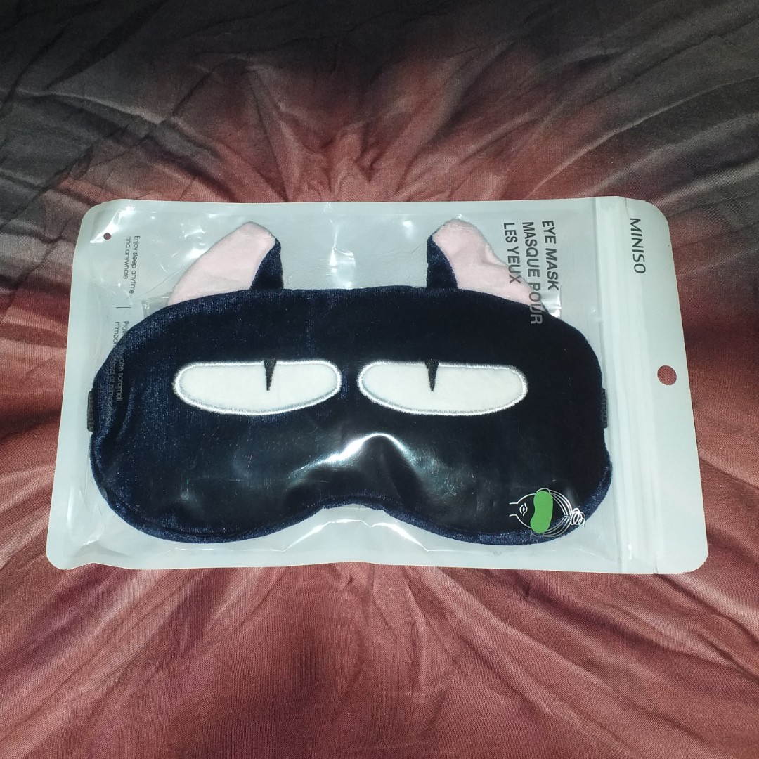 Miniso Sleeping Gel Eye Mask Cat Eyes Midnight Blue Penutup Mata