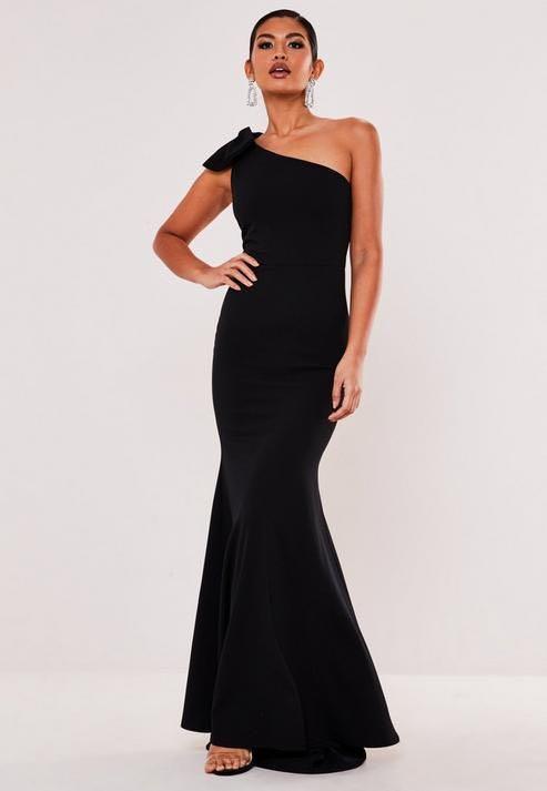 Missguided one shoulder bow detail maxi dress Women s Fashion Dresses Sets Evening dresses gowns on Carousell