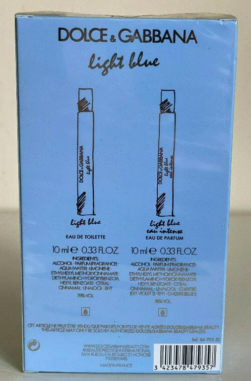 NEW DOLCE GABBANA D G 2 PC LIGHT BLUE TRAVEL PERFUME FRAGRANCE