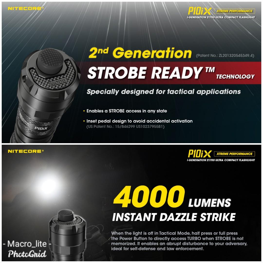 Nitecore P10iX 4000 Lumens Compact Rechargeable Tactical Flashlight, Sports  Equipment, Hiking  Camping on Carousell
