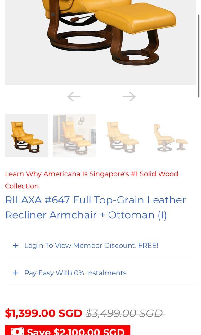 Picket and rail recliner with ottoman Rilaxa, Furniture & Home Living