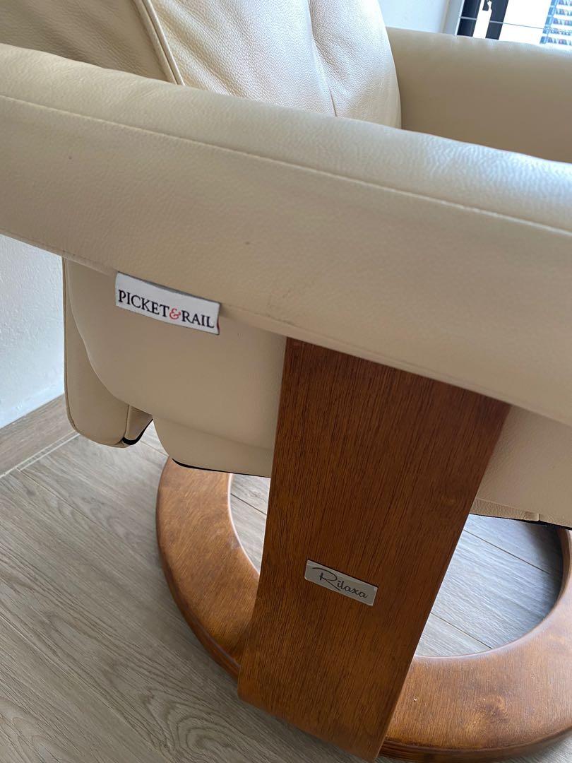 Picket and rail recliner with ottoman Rilaxa, Furniture & Home Living