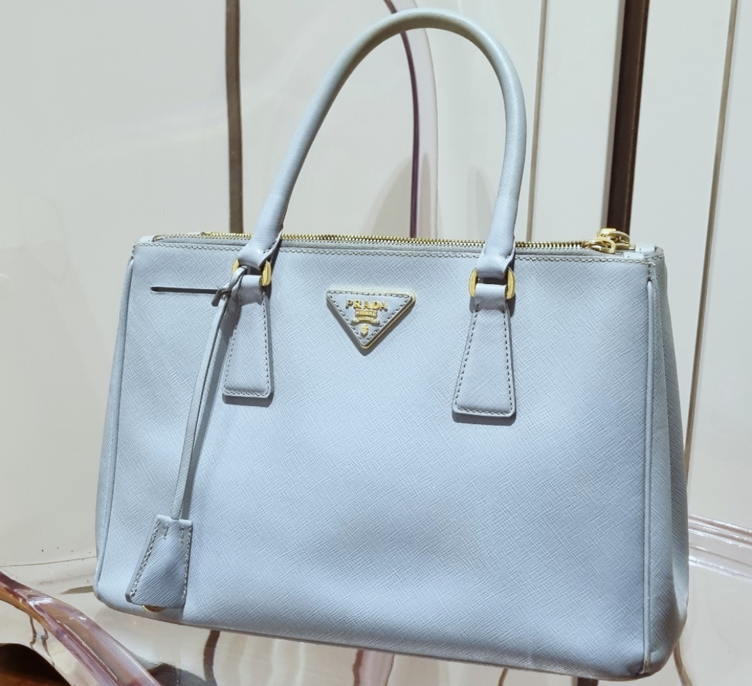 prada saffiano tote bag baby blue with receipt , Women's Fashion, Bags &  Wallets, Tote Bags on Carousell