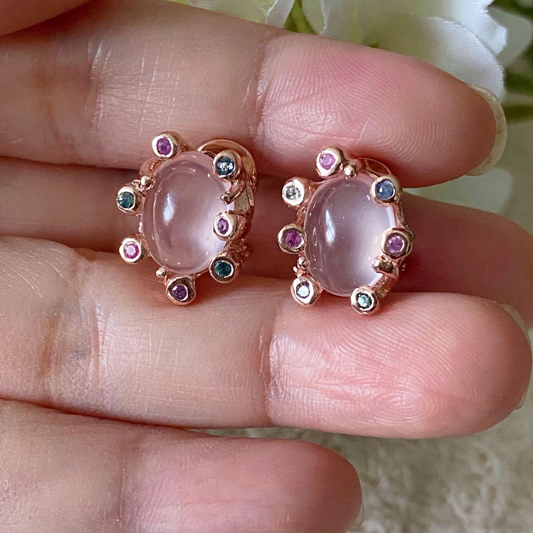 Genuine rose hotsell quartz earrings