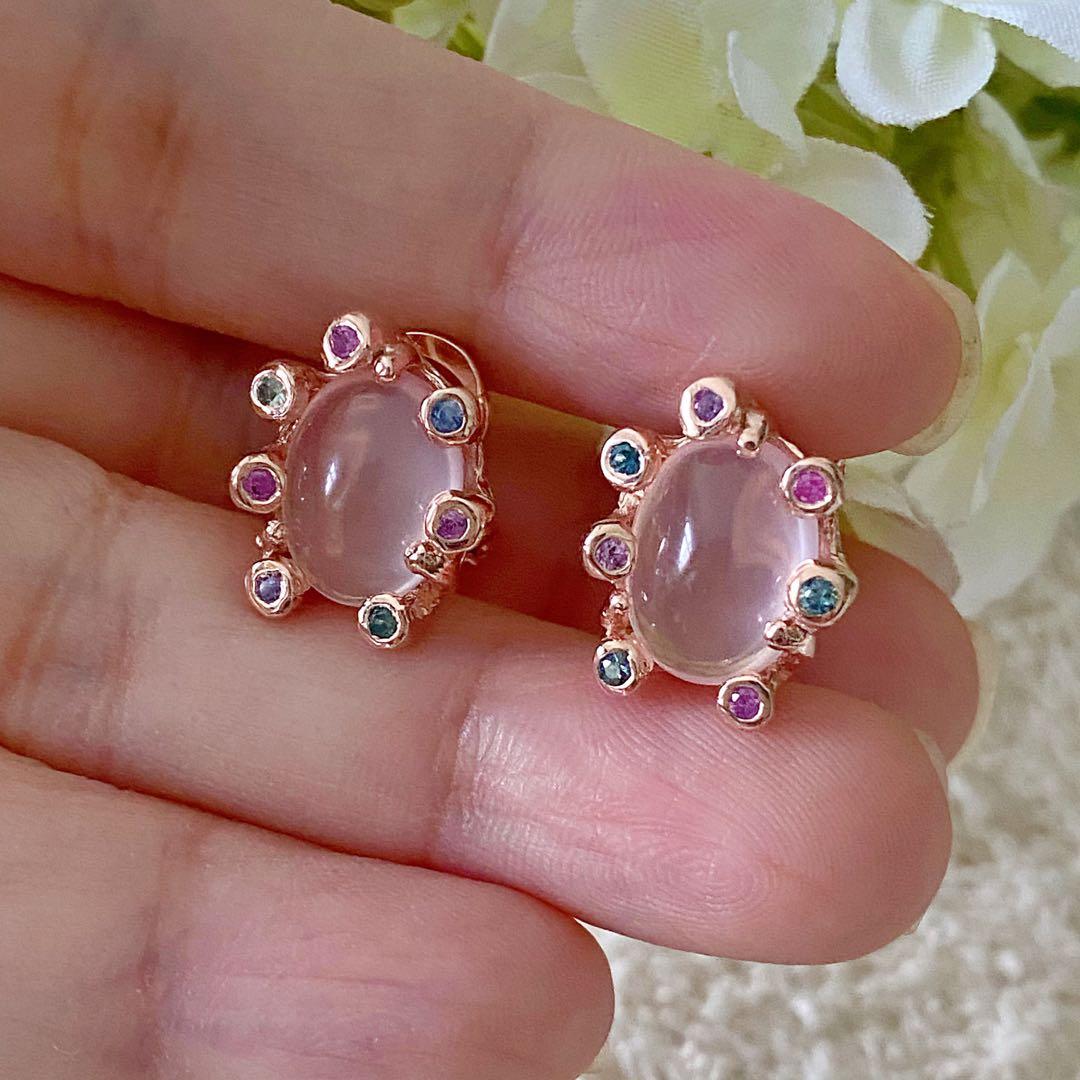 SOLD SALE ITEM Cabochon rose quartz earrings Women s