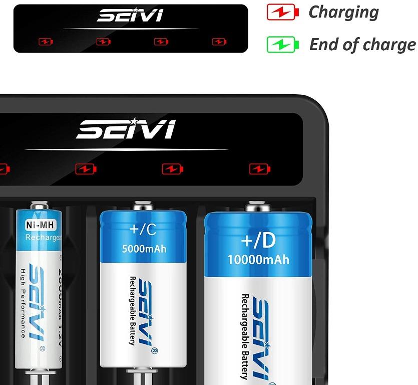 SEIVI Universal Battery Charger for NiMH NiCD C D AA AAA Rechargeable