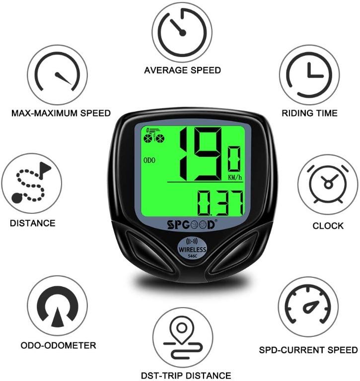 SPGOOD bike computer wireless 16 functions waterproof LCD cycling