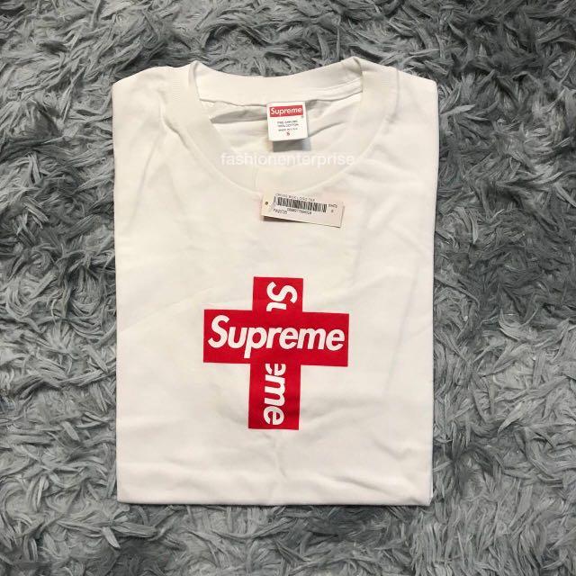 Supreme cross box logo tee white sales