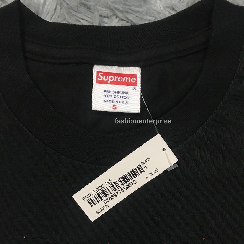 Supreme SS20 Paint Logo Tee Black Men s Fashion Tops Sets