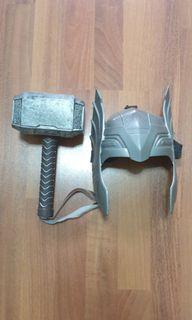 Thor hammer and helmet