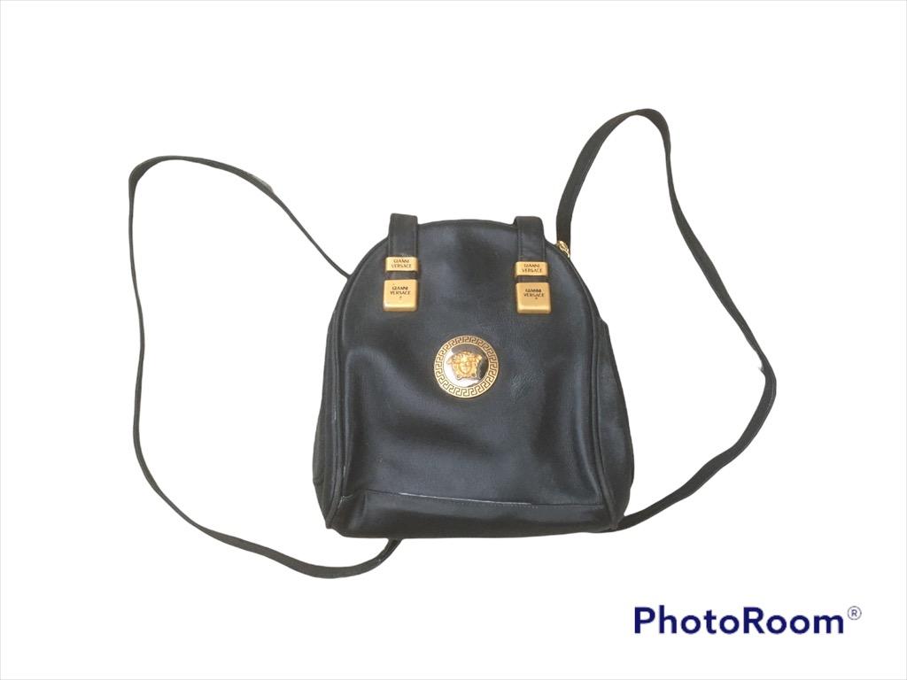 Vintage 90s GIANNI VERSACE Mini Backpack OOTD Rare Goth Medusa Bag for Her