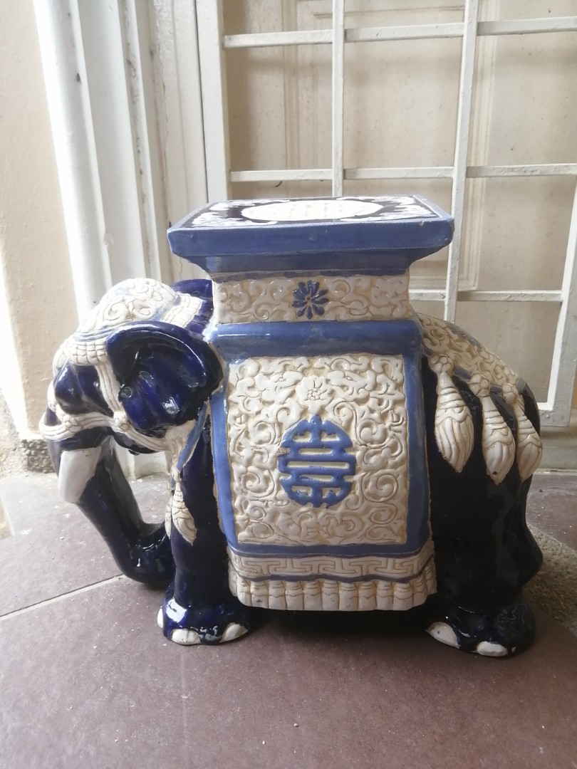 Blue elephant garden on sale stool