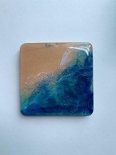 🌊#07 wakiki resin epoxy sea ocean wooden coaster