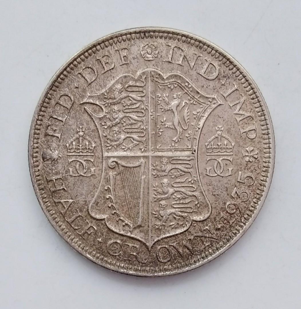 1935年英國半克朗流通銀幣-英國鑄造, 興趣及遊戲, 收藏品及紀念品, 錢幣- Carousell