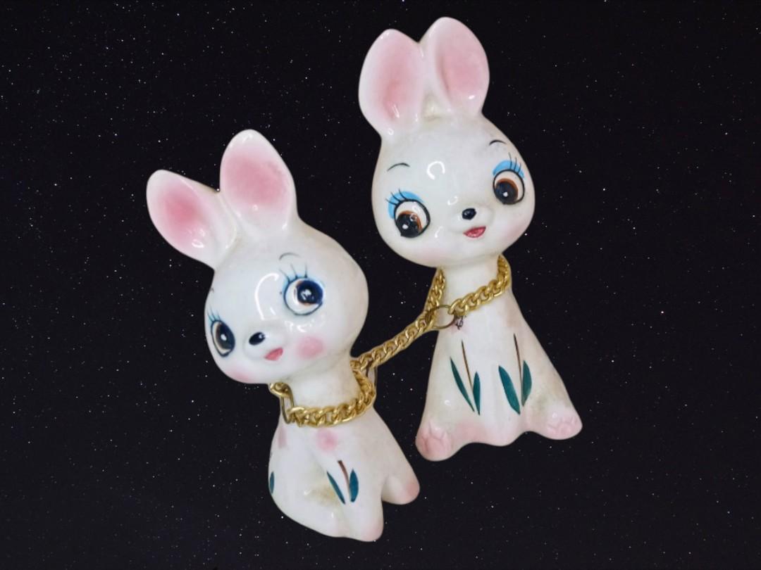 Solid Brass Bunnies (Set of 2) - Vintage Home Decor - Rabbit