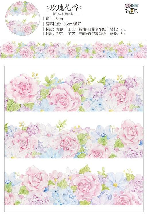 分裝 新七天玫瑰花香pet 離型紙紙膠帶 興趣及遊戲 手作 自家設計 文具及工藝 畫作及印刷品 Carousell