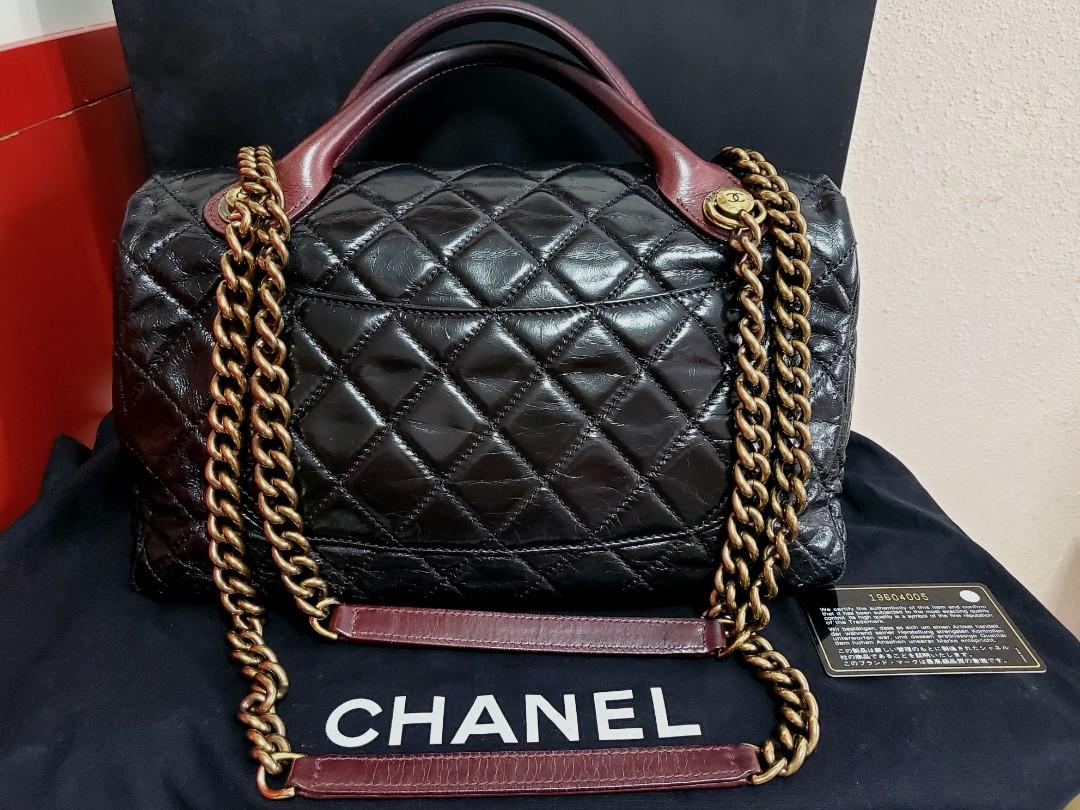 Chanel Yellow Quilted Glazed Crackled Leather Medium Just