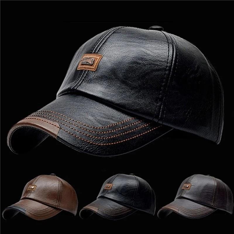 Baseball Cap Casual Fashion Hat Cap PU Leather Men s Fashion