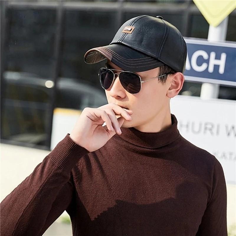 Baseball Cap Casual Fashion Hat Cap PU Leather Men s Fashion