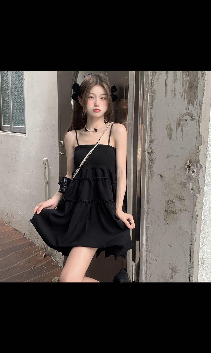 Black puffy babydoll dress, Women's Fashion, Dresses u0026 Sets, Dresses on  Carousell