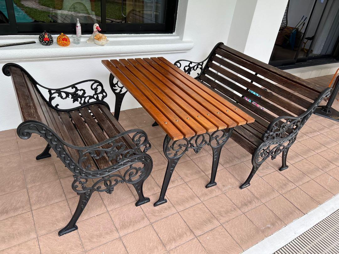 Cast iron bench and table online