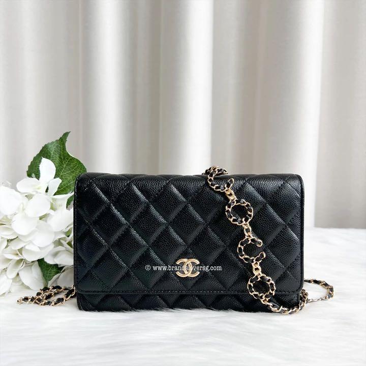 ✖️SOLD!✖️Chanel 21K Coco CC Wallet on Chain WOC in Black Cavier AGHW
