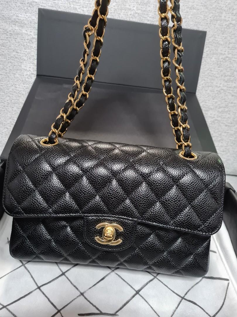 $9600 CHANEL Classic small double Flap Bag black caviar gold hardware year  2021