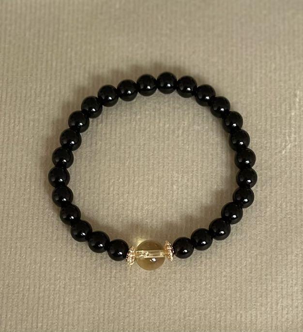 Black obsidian and 2025 citrine together