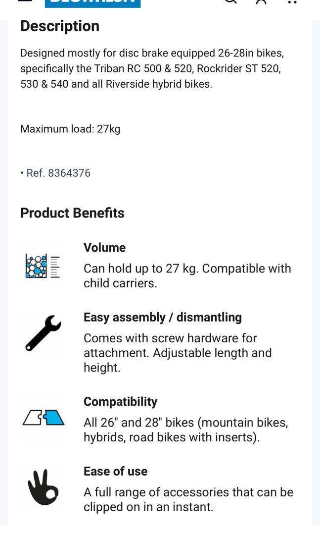 Decathlon bike rack, Sports Equipment, Bicycles & Parts, Parts