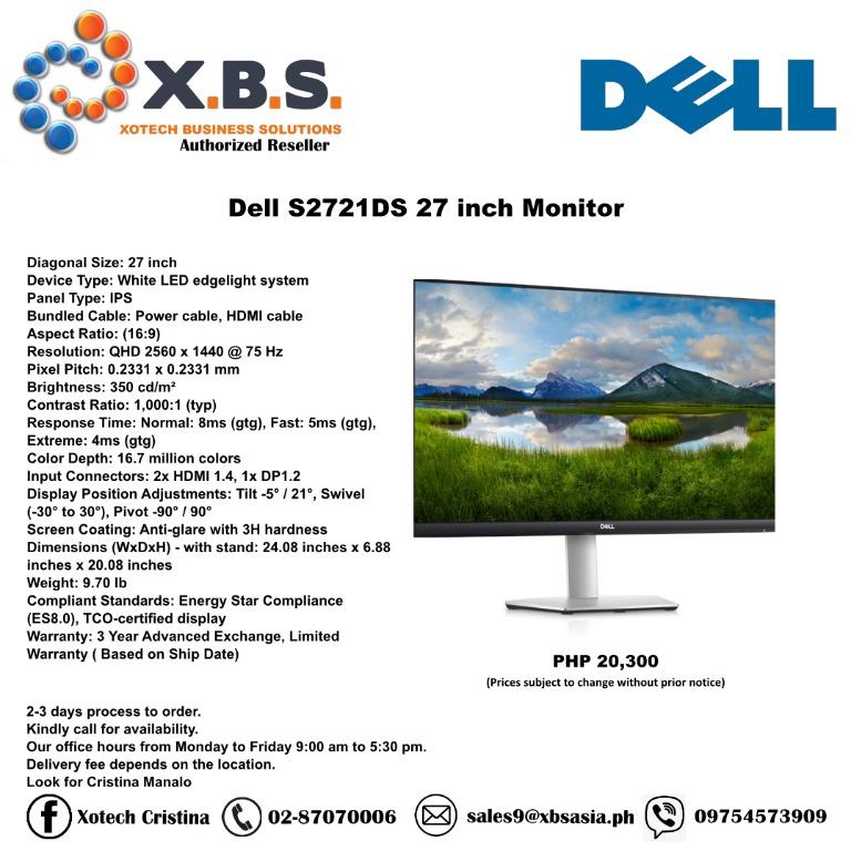 Dell S2721DS 27 inch Monitor, Computers & Tech, Parts