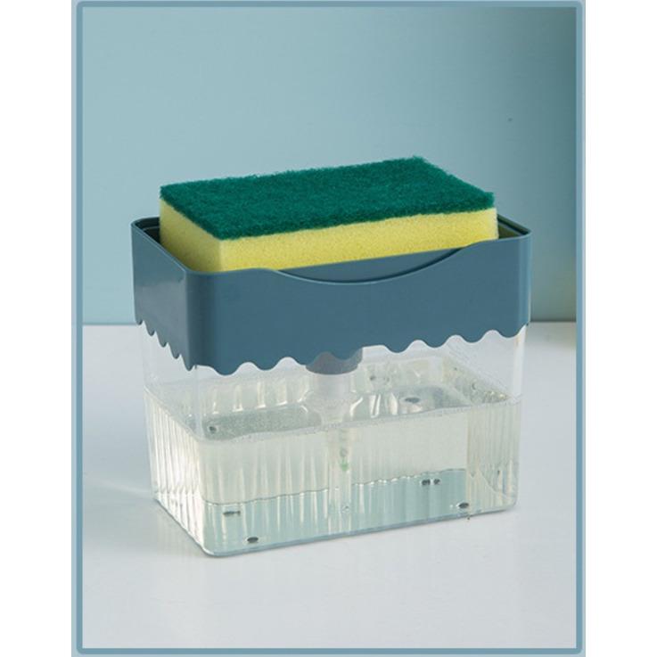 Double Layer Sponge Box with Soap 2-in-1 Dispenser Kitchen Plastic ...