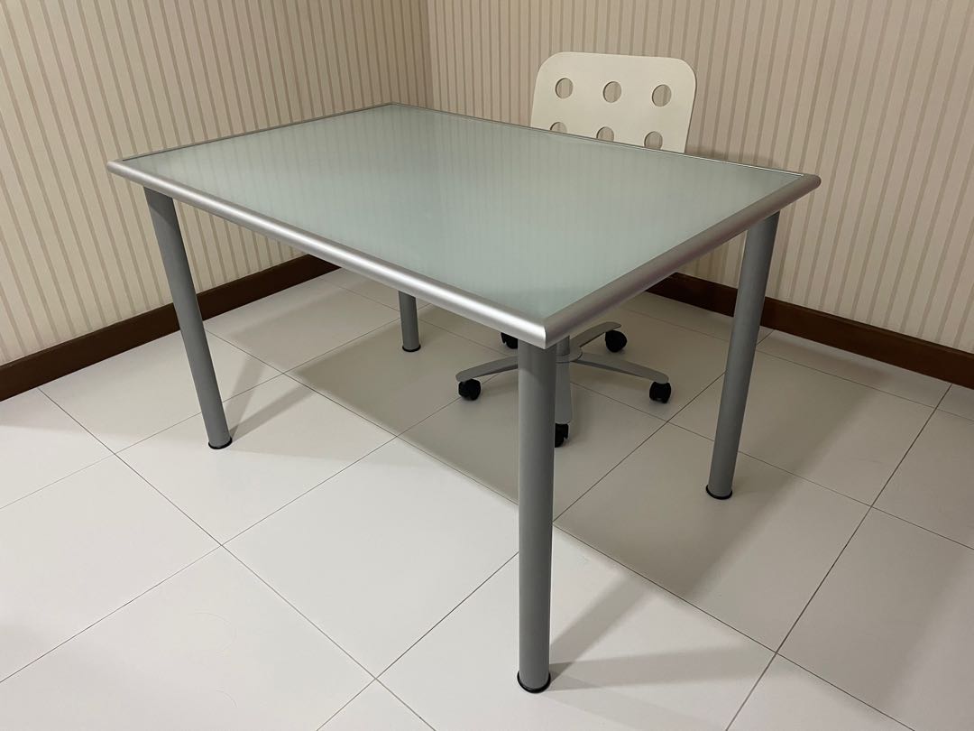 Glass study table, Furniture & Home Living, Furniture, Tables & Sets on