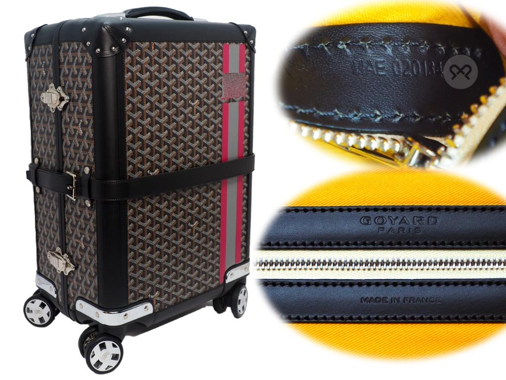 Goyard Blue Goyardine Coated Canvas Striped and Leather Bourget PM Trolley