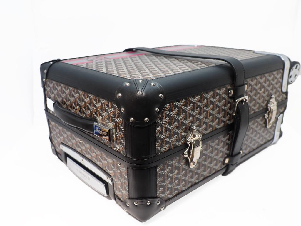 Goyard Brown Goyardine Canvas and Leather Bourget PM Trolley