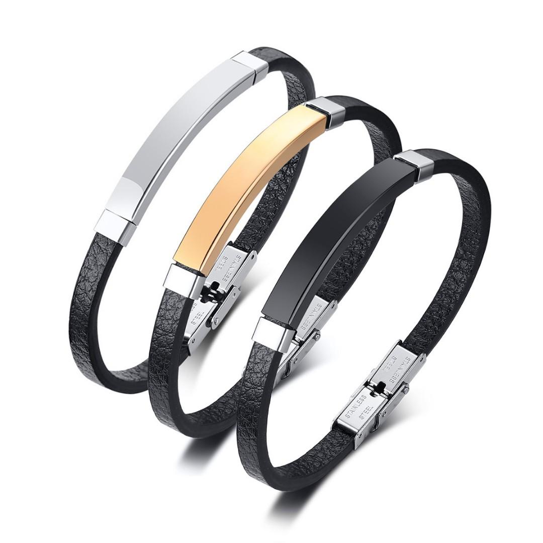 Men's leather new arrivals personalized bracelet