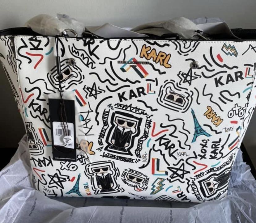 Karl Lagerfeld Graffiti Tote Bag, Women's Fashion, Bags & Wallets, Tote ...