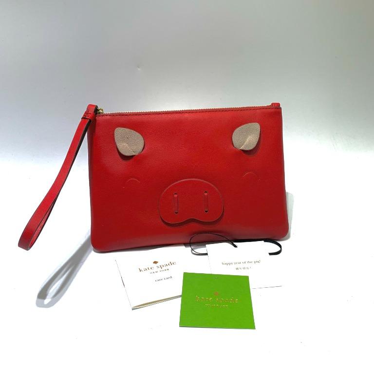 KATE SPADE S338 PIG RED LEATHER CLUTCH BAG 217017789 Luxury Bags
