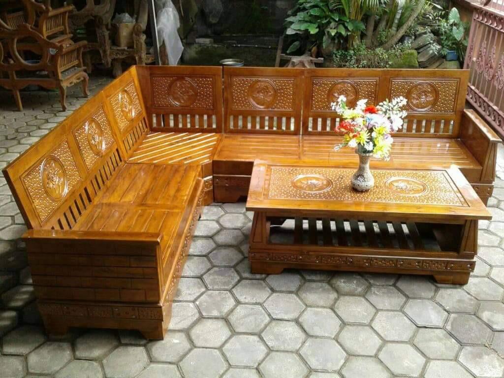 kursi sudut robot kayu jati