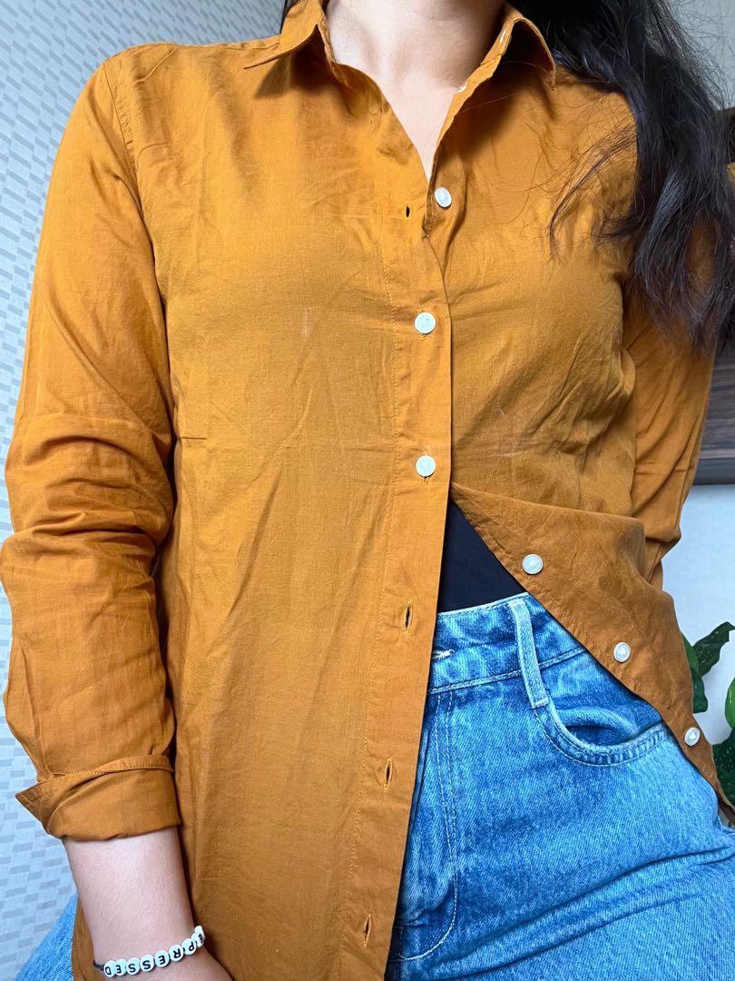 denim orange shirt