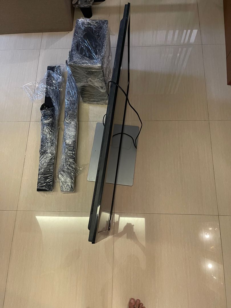 Panasonic TV, Panasonic Sound Bar Subwoofer and Toshiba Soundbar, TV