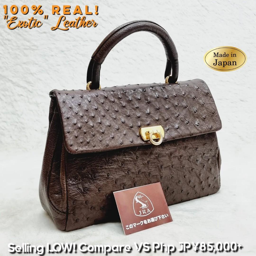 RARE 🔥 Japan Authentic EXOTIC Ostrich Skin Bag ala Hermes Kelly