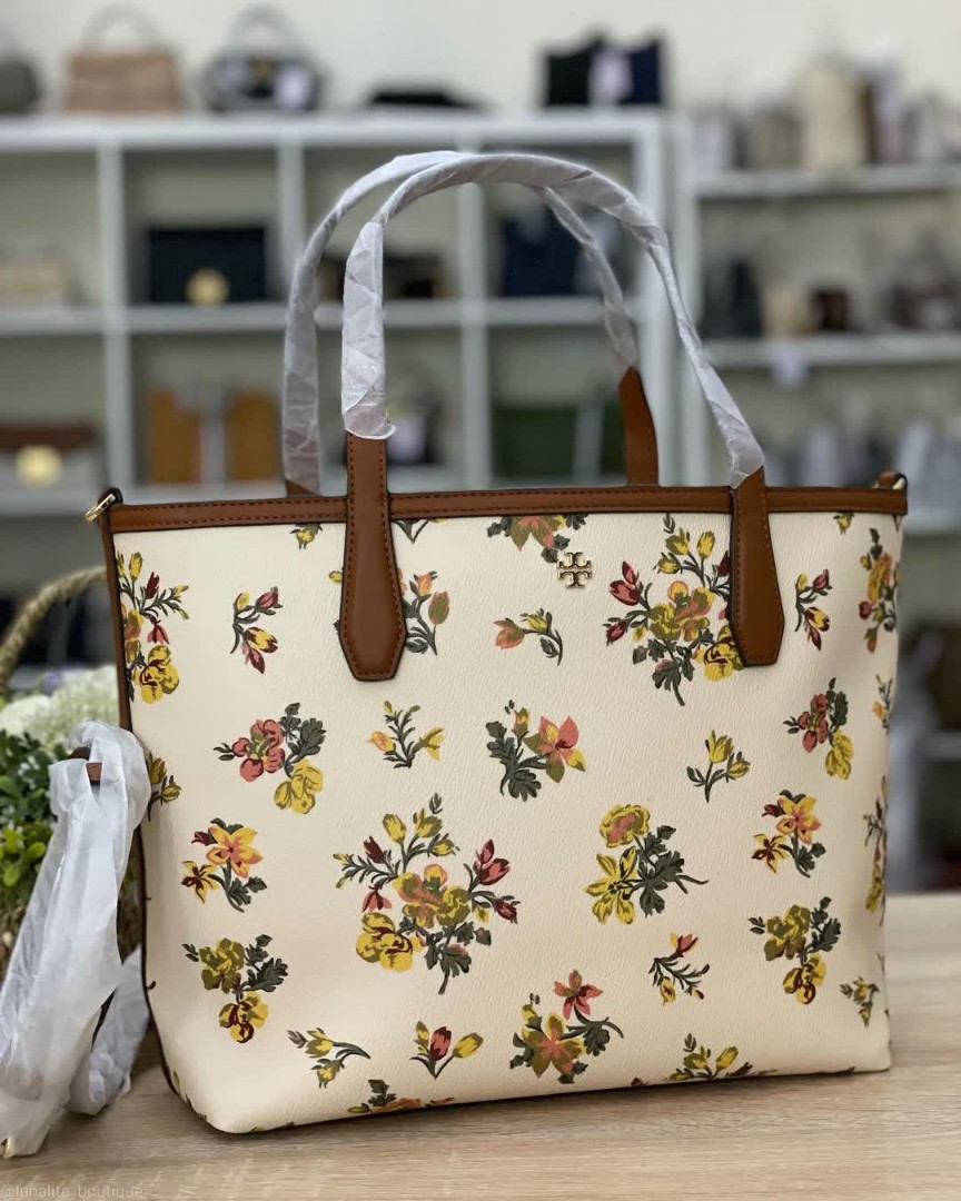 Tory Burch Rose Floral Kerrington Small Tote