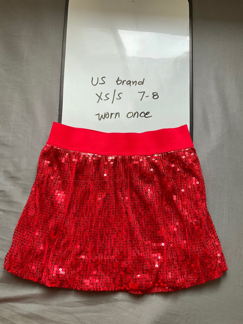 Red Sequined Skirt Babies Kids Babies Kids Fashion On Carousell